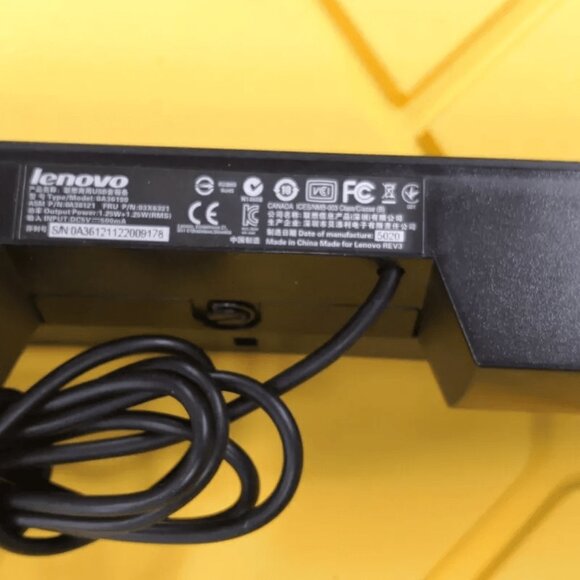 Lenovo 0A36190 Computer Speaker Soundbar for monitor attachment. USB cord cable - Picture 3 of 6
